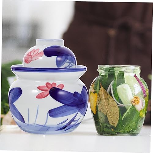 Miniatura 5 de LIFKOME Kimchi Onggi Olla de ron Olla de almacenamiento de fermentación Tarro de almacenamiento de cerámica Tarro de almacenamiento de fermentación