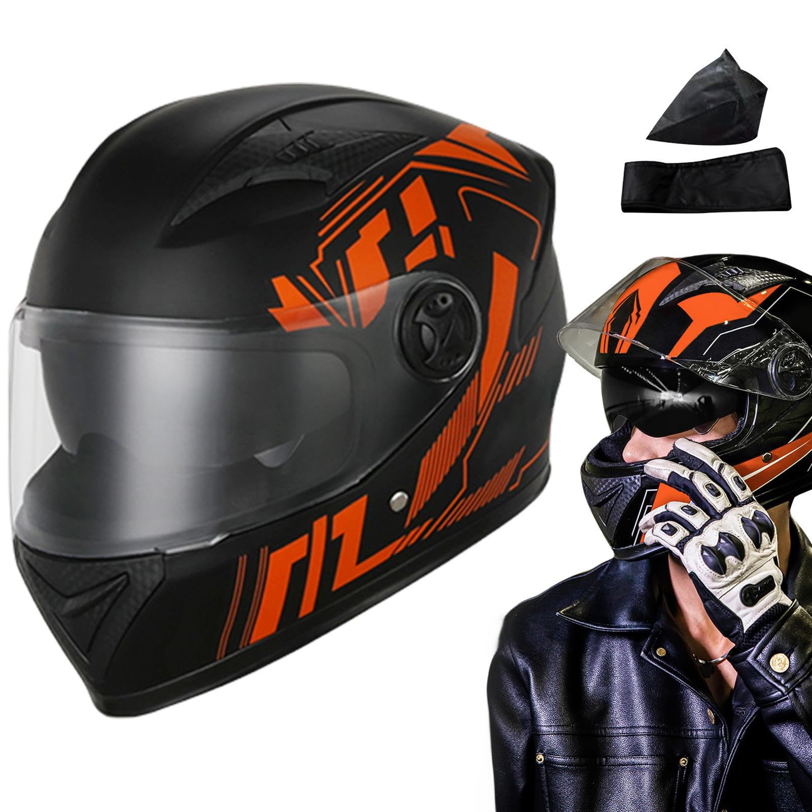 Casco De Moto Integral: Protección Total Y Cómodo Para Invierno Con Visera Y Bufanda - Ideal Para Scooters Y Bicicletas De Montaña