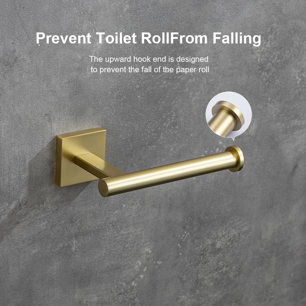 Wall-Mount Toilet Paper Holder, Open Arm, Brushed Gold image 5