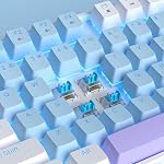 MageGee 75% Clavier de jeu mécanique, commutateur bleu, LED Bleu rétroéclairé, 87 Clés Compact TKL Claviers filaires pour ordinateur portable Windows PC Joueur - Bleu/Blanc
