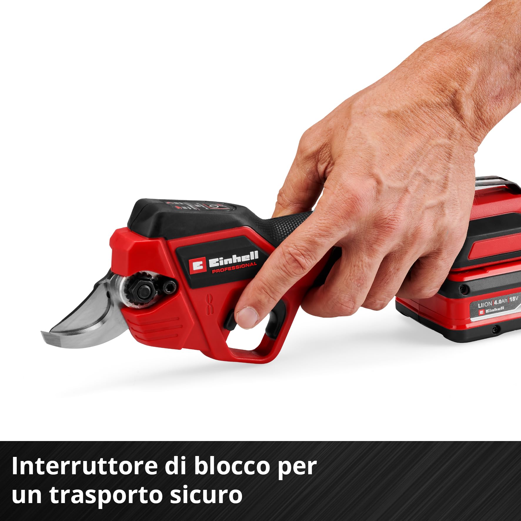 Forbici a batteria GP-LS 18/28 Li BL-Solo Power X-Change Einhell Professional (18 V, capacità di taglio regolabile, rami fino a 28 mm di spessore, lame di bypass, clip per cintura, senza batteria)