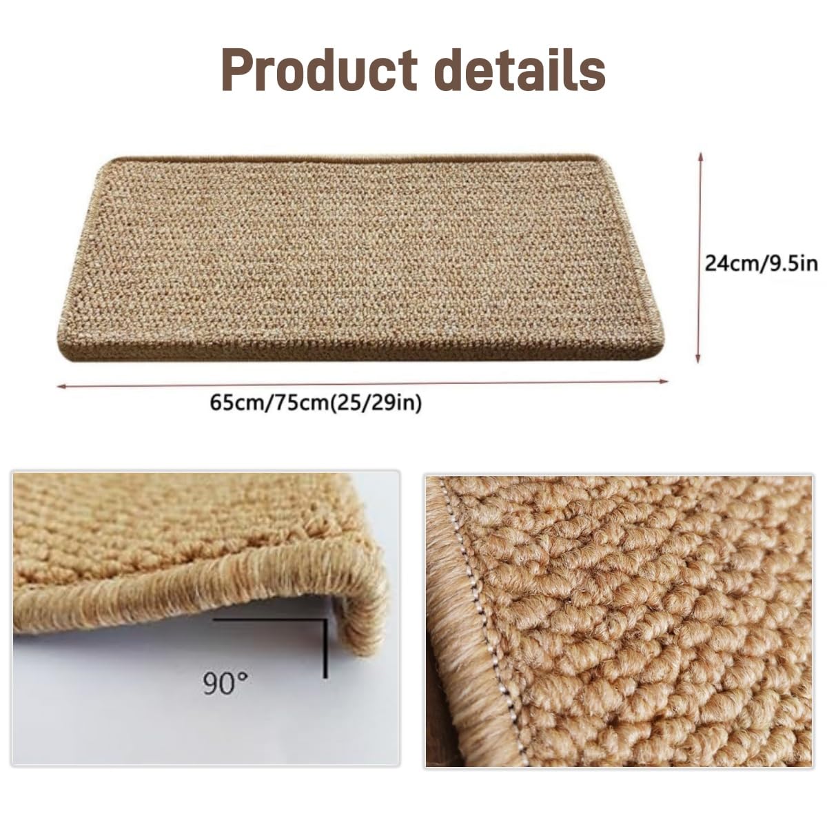 Tapis d'escalier autocollant antidérapant – Tapis de couloir doux à décoller et à coller pour escaliers – Protection de bordure lavable, solution sûre et élégante pour la sécurité des escaliers
