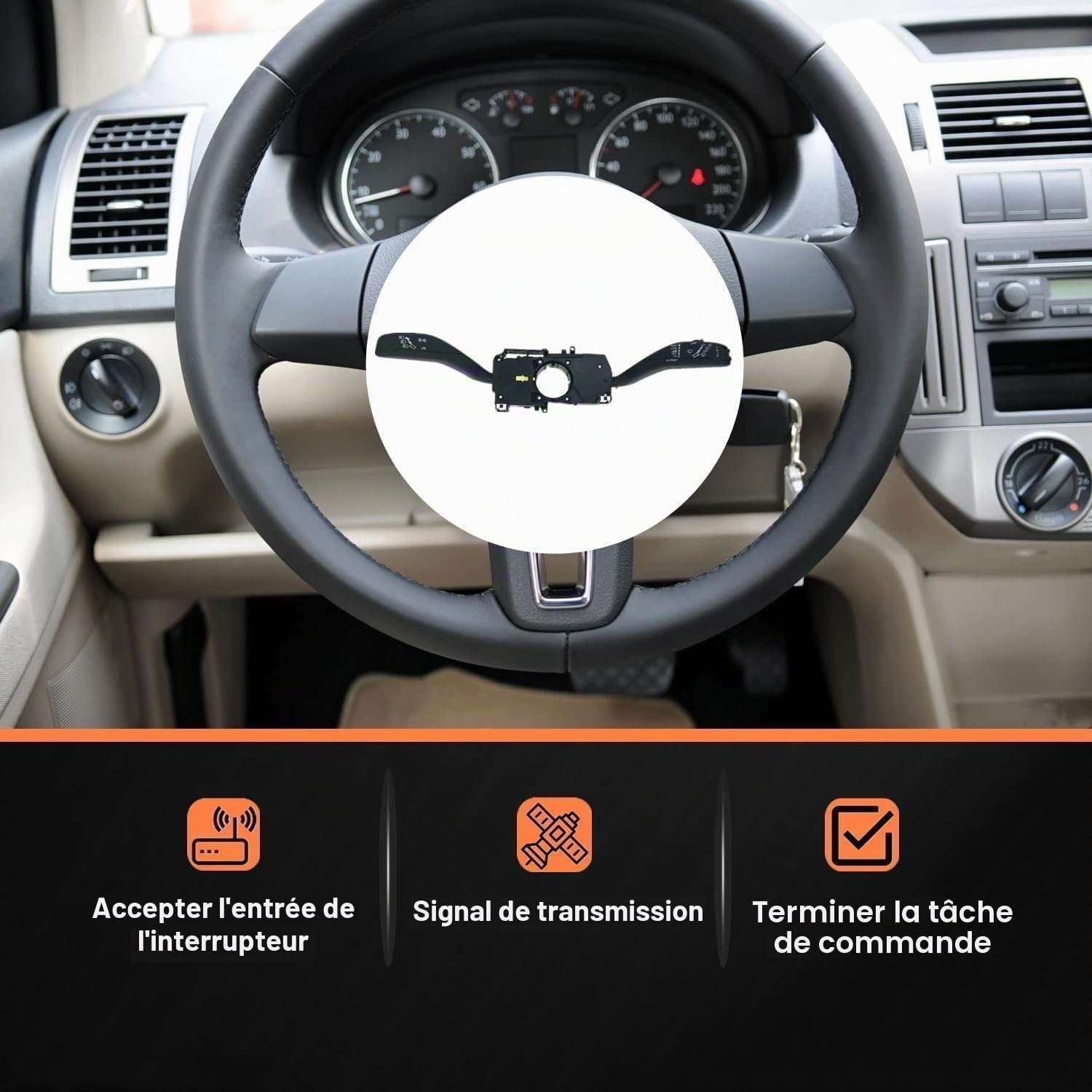 Interrupteur Commodo d’éclairage essuie-glace Commande Clignotants Colonne Direction Convient pour VW Polo 6R 2011-2017 Skoda Fabia 2008-2014 6RD953503M