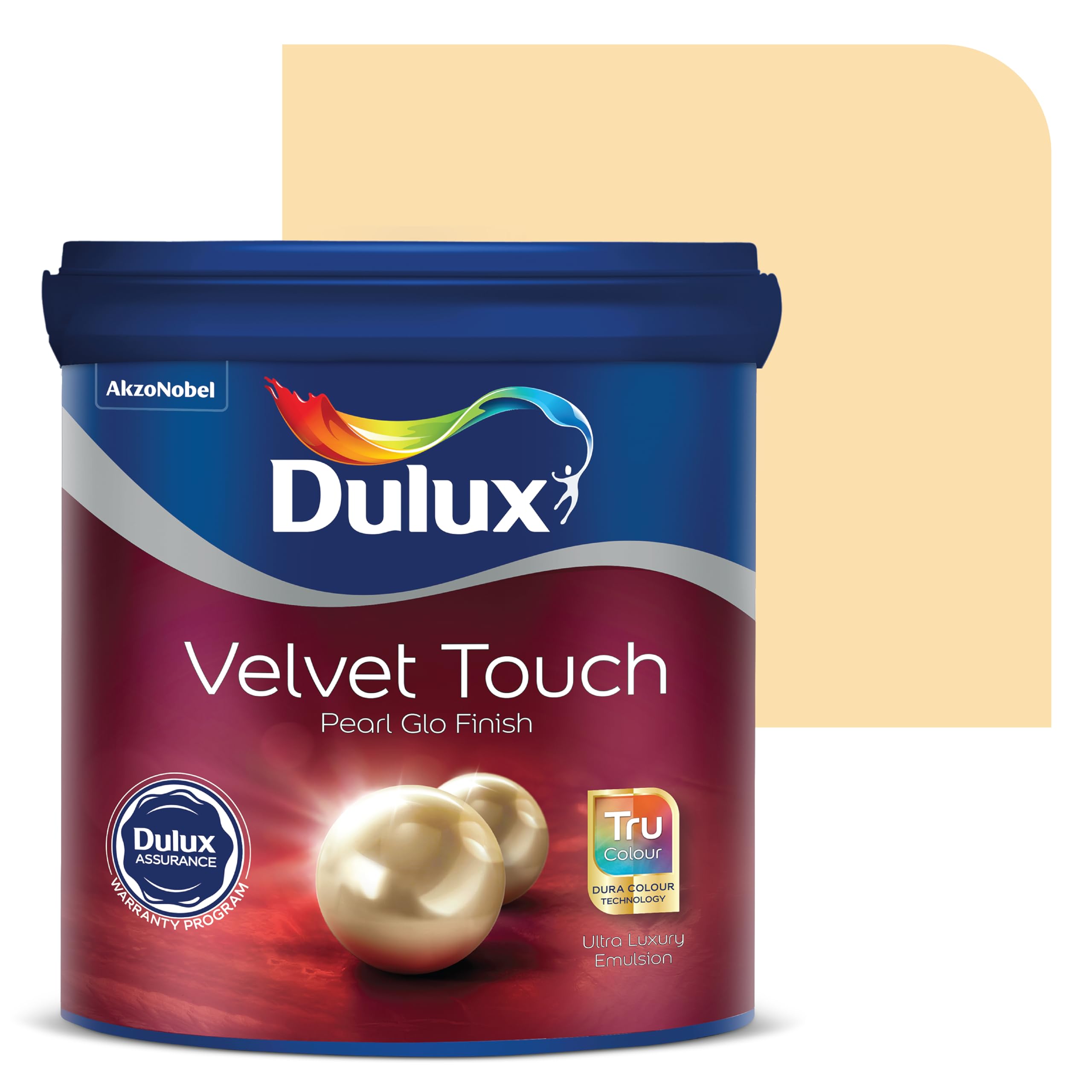 Dulux Velvet Touch Pearl GLO Interior Emulsion Paint (20L, Uplifting) – Luxurious soft-sheen wall paint, highly durable, washable, rich, intense colors, with 6-year warranty