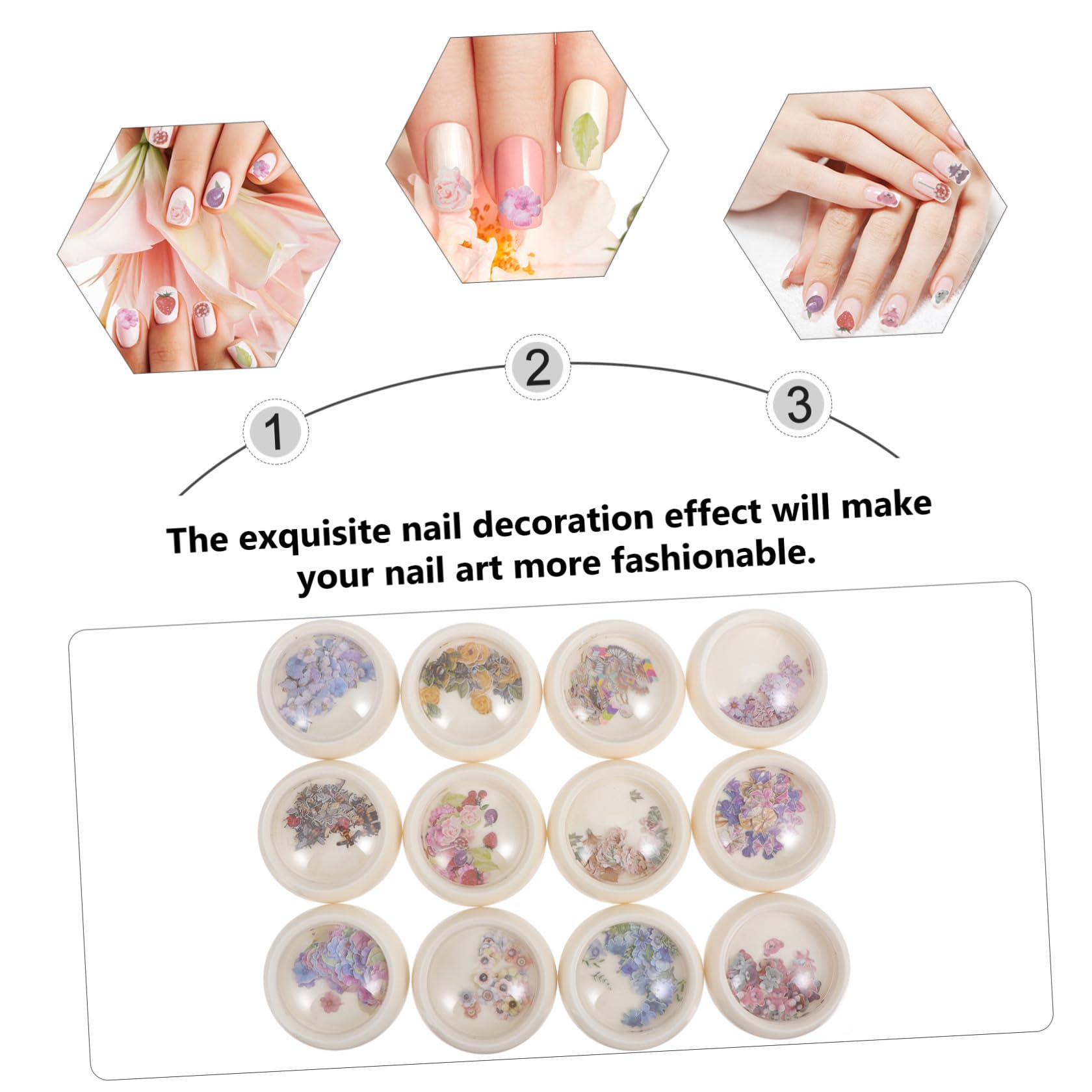 VICASKY 2 Set Adesivi Colorati Tema Fiori Per Manicure E Te Per Appassionati Nail Art E Professionisti 12 Scatole*2