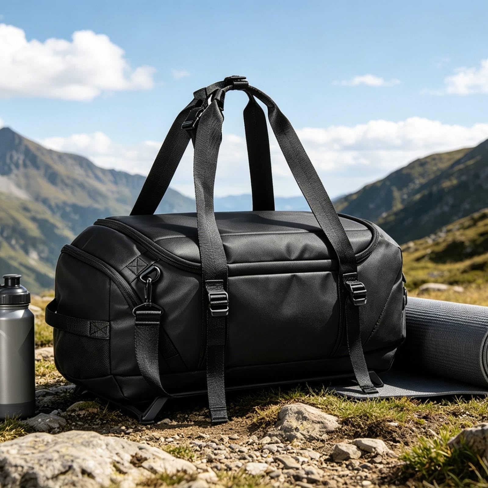 Herren Sporttasche Reisetasche Rucksack Umhängetasche Multifunktionale Tragetasche mit Schuhfach Wasserabweisend Und Formstabil aus Polyester für Fitnessstudio Sportplatz Kurztrips