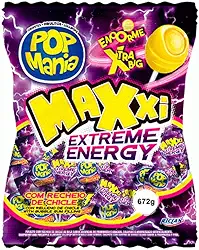 Pirulito Pop Mania Maxxi Extreme Energy Recheio Chiclete 672g - Riclan