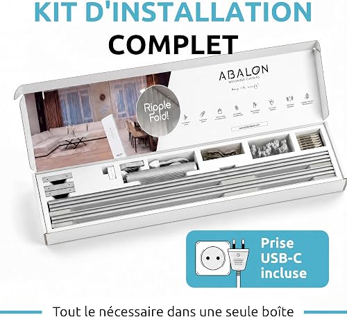 ABALON Rail à Rideaux Perfect Wave Motorisé, Moteur Wi-Fi Compatible avec Alexa, Google Home et l'application mobile Tuya Smart, Télécommande, Largeur jusqu'à 2 mètres, Blanc - 5