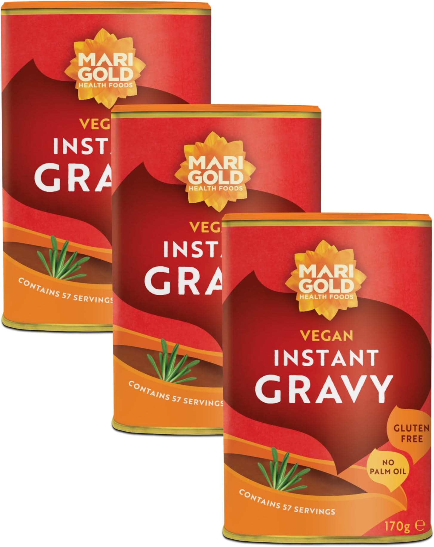 Marigold Vegan Instant Gravy 170g (Pack of 3)– Gluten-Free, Palm Oil-Free, No Added MSG – Natural Ingredients, Bold Flavour for Soups, Stews & Casseroles