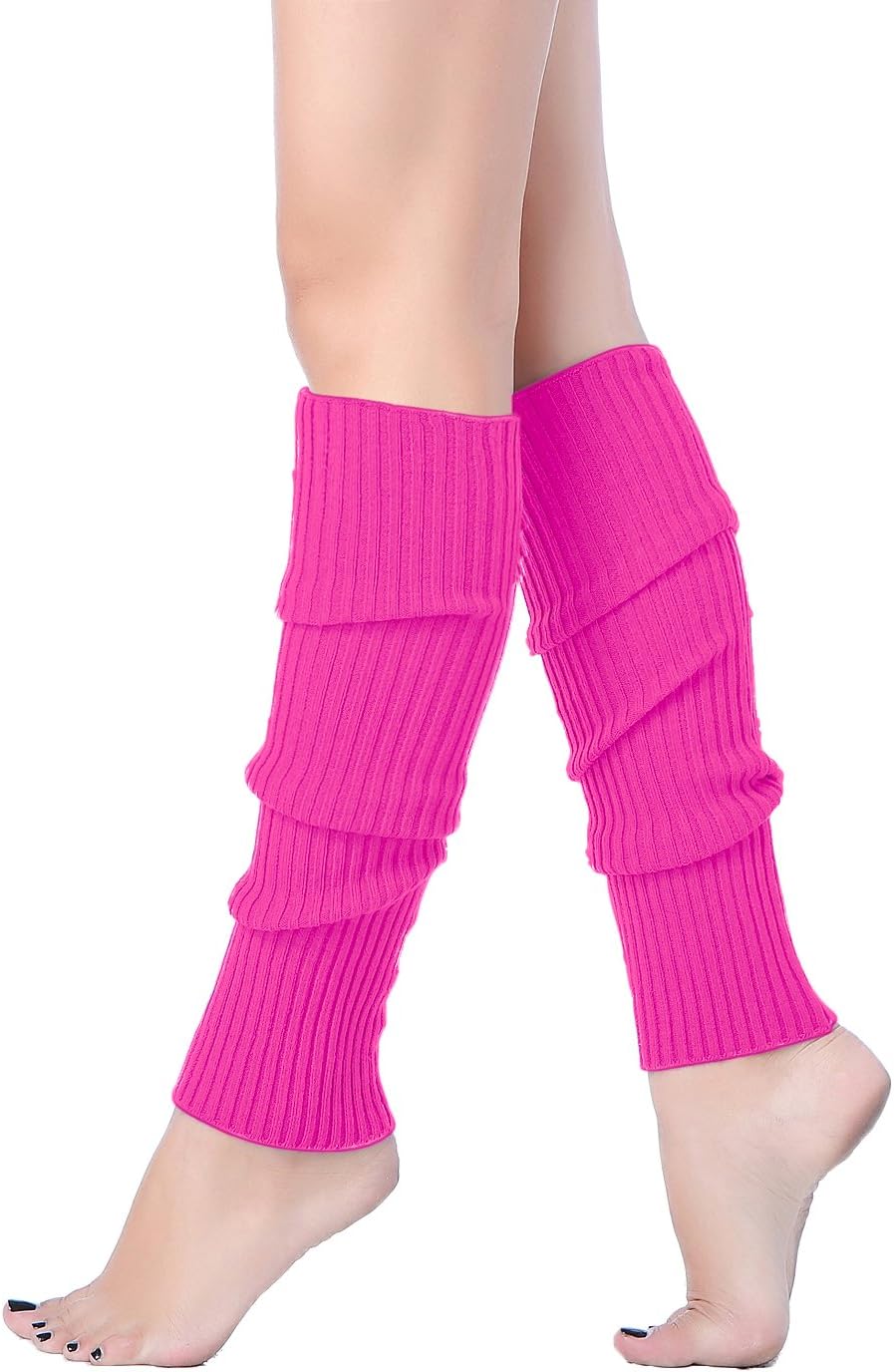 Women Juniors Neon Ribbed Leg Warmers for 80s Eighty's Party Sports Yoga