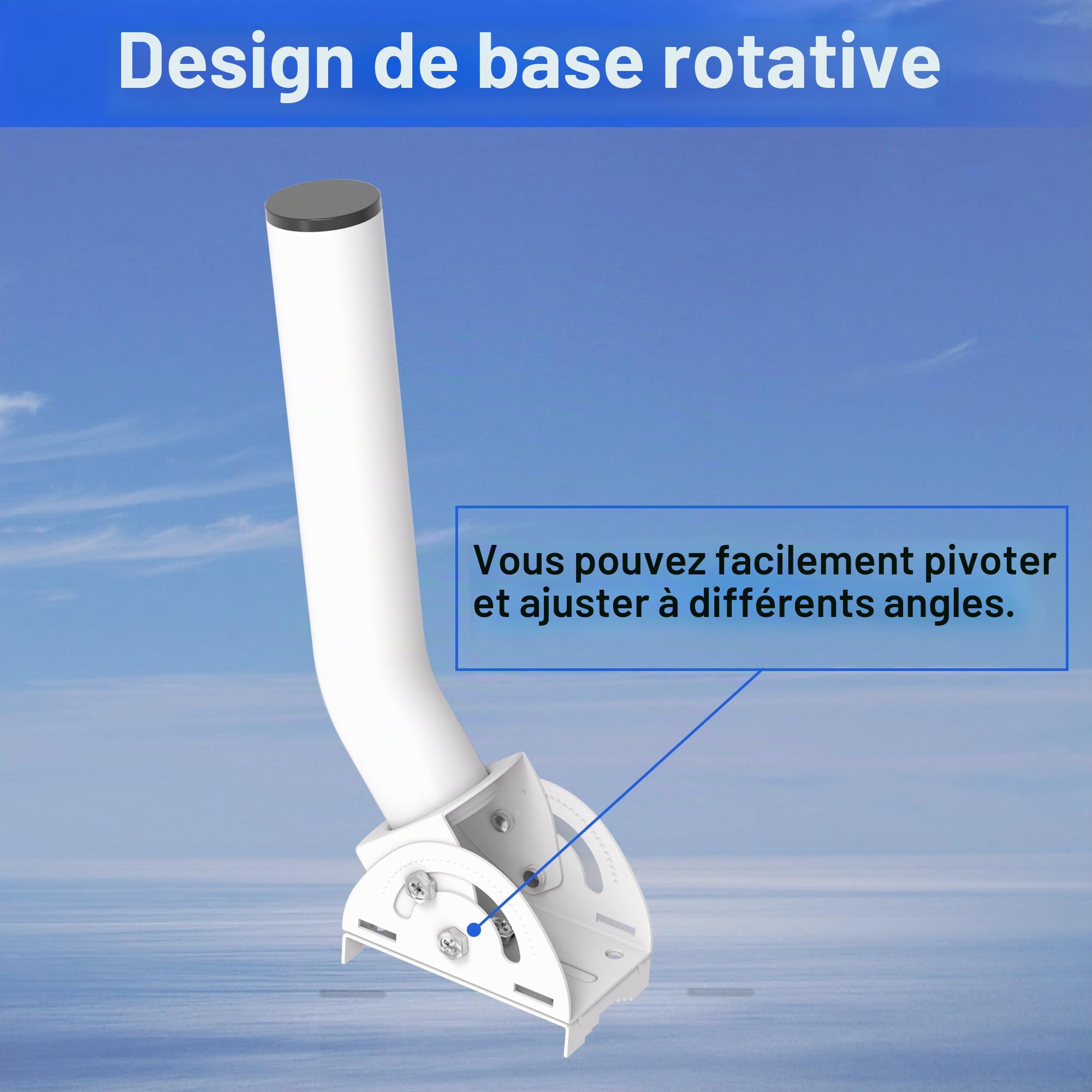 Mât d'antenne Universel pour antennes de télévision/Satellite/Radio/Wi-FI - Support d'installation sur Poteau et Mural réglable (Blanc - Paquet de deux)