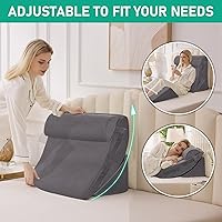 Vista 4 de 4PCS Wedge Pillow Set for After Surgery, Orthopedic Bed Wedge Pillow for Back Pain Relief, Sitting Up in Bed, Acid Reflux, Adjustable Post Surgery