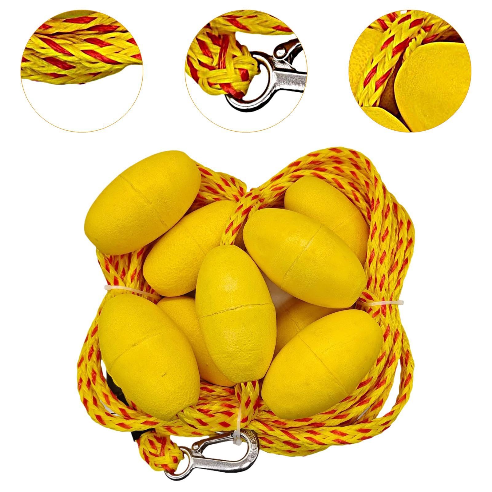 QSTDGVPW Tow Rope 60ft with Hook at Each End Equipment with 9 Floats Towable Tube Boat Tow Rope, Red Spots