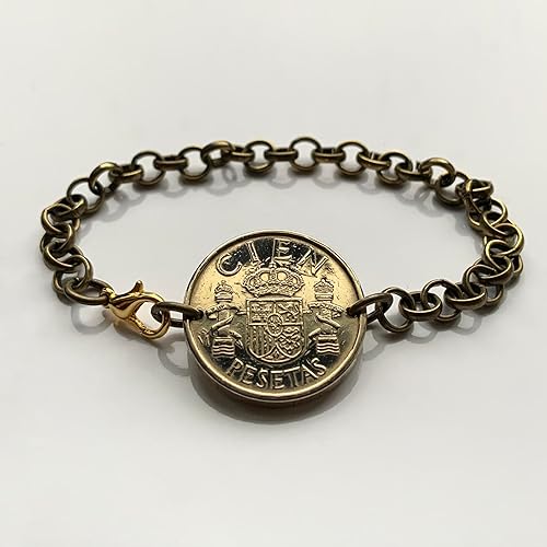 Miniatura 4 de 1988 España España 100 Pesetas moneda rolo link pulsera Escudo Español Corona española Pilares de Hércules Madrid Barcelona Sevilla Valencia Granada