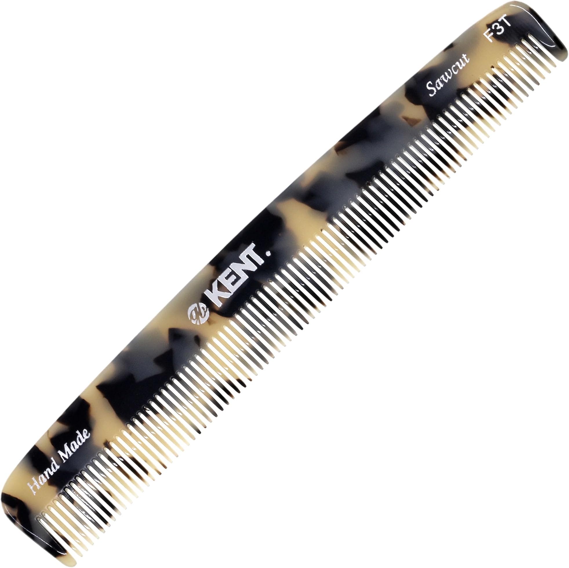 KentF3TW Fine Tooth Comb - Hair Parting and Straightening Comb for Men's & Women's Dandruff Remover, Saw Cut and Hand Polished Made in England