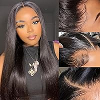 Vista 9 de Pelucas de cabello humano con encaje frontal de 13 x 6, densidad 200, pelucas de cabello humano lacio marrón chocolate con bebé alrededor de línea