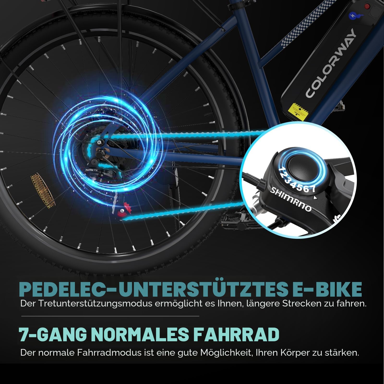COLORWAY BK27 Elektrofahrrad, 28 Zoll EBike, 2 Fahrmodi Citybike mit 36V 15Ah Akku, mit Tretunterstützung, Pendlerfahrrad mit 250W Motor, EBike für Unisex Erwachsene Reichweite bis zu 45-100Km.