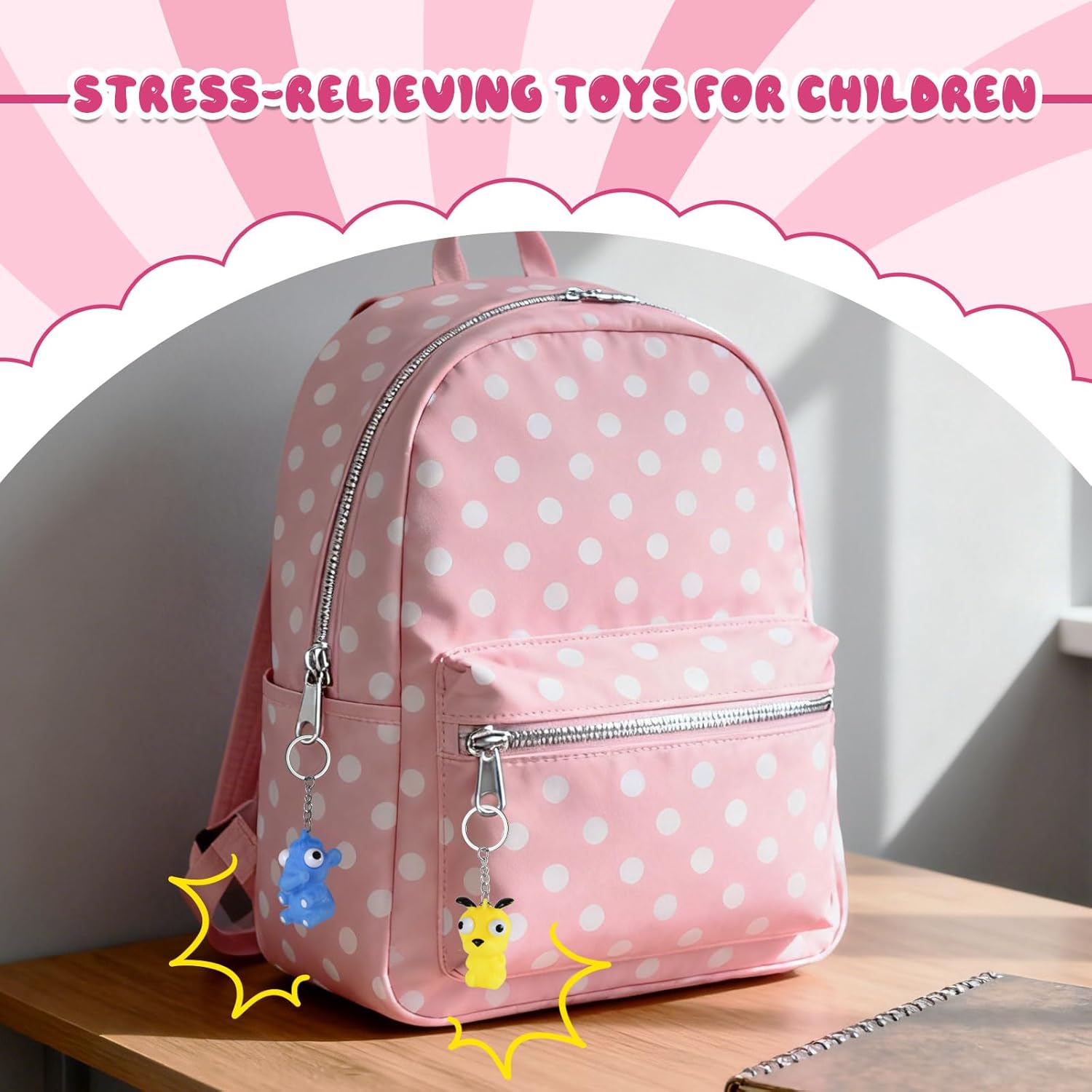 Squishy Toys Kids Party Favors - 12 Packs Popping Eyes Animal Keychains, Fidget Toys Bulk for Kids Goodie Bag Stuffers , Birthday Party Supplies, Easter Basket Fillers