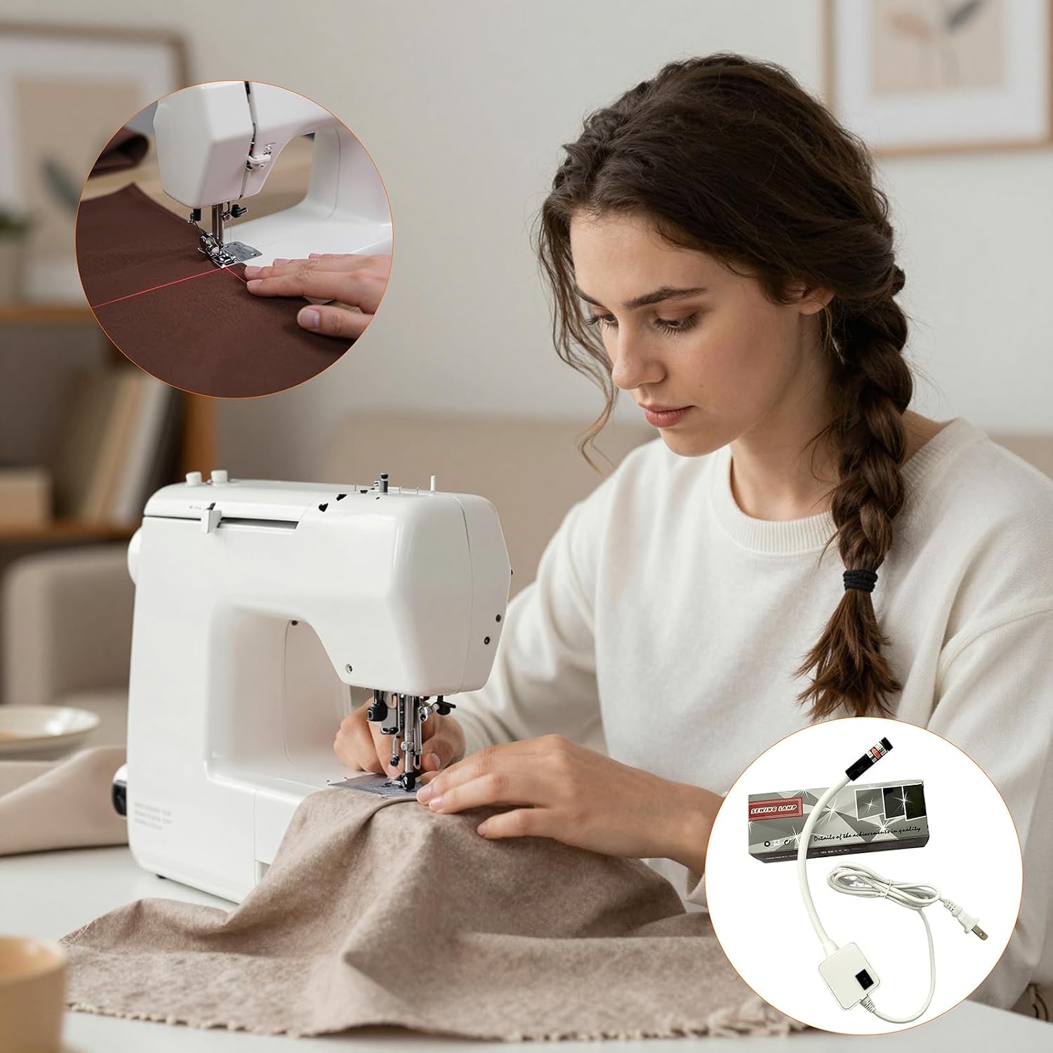 Foleto Magnetic Seam Guide Crosshair Light for Sewing Machine, Seam Guiding light, Magnetic Positioning Quilting Light for Sewing Machine, Flexible Gooseneck, Precise Straight Stitching