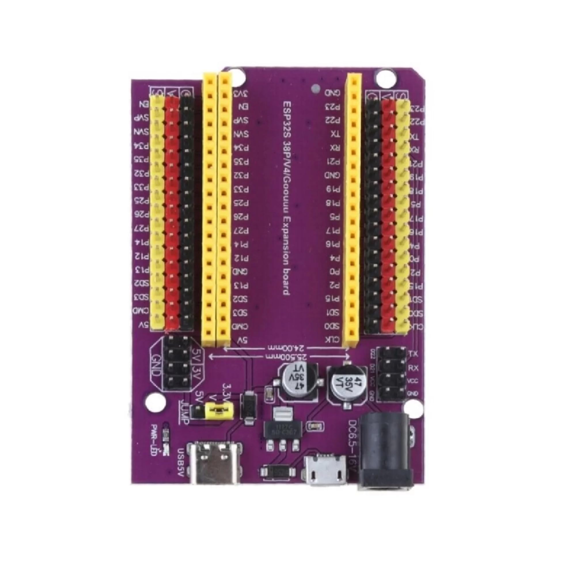 Techtonics ESP32 Expansion Board, 38PIN, Type-C/Micro USB, Purple-image-29