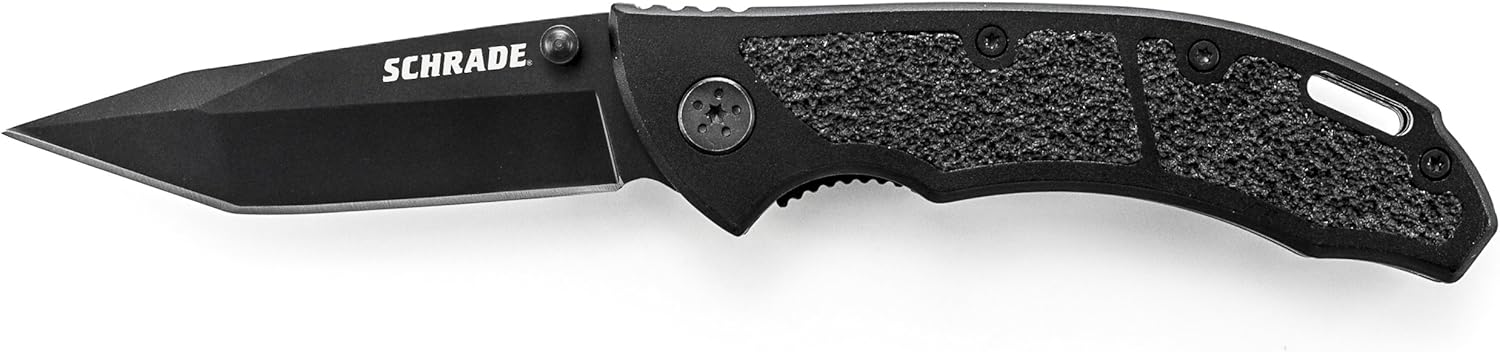 SchradeSCH201T Stainless Steel Tanto Blade Folding Knife with Aluminum Handle