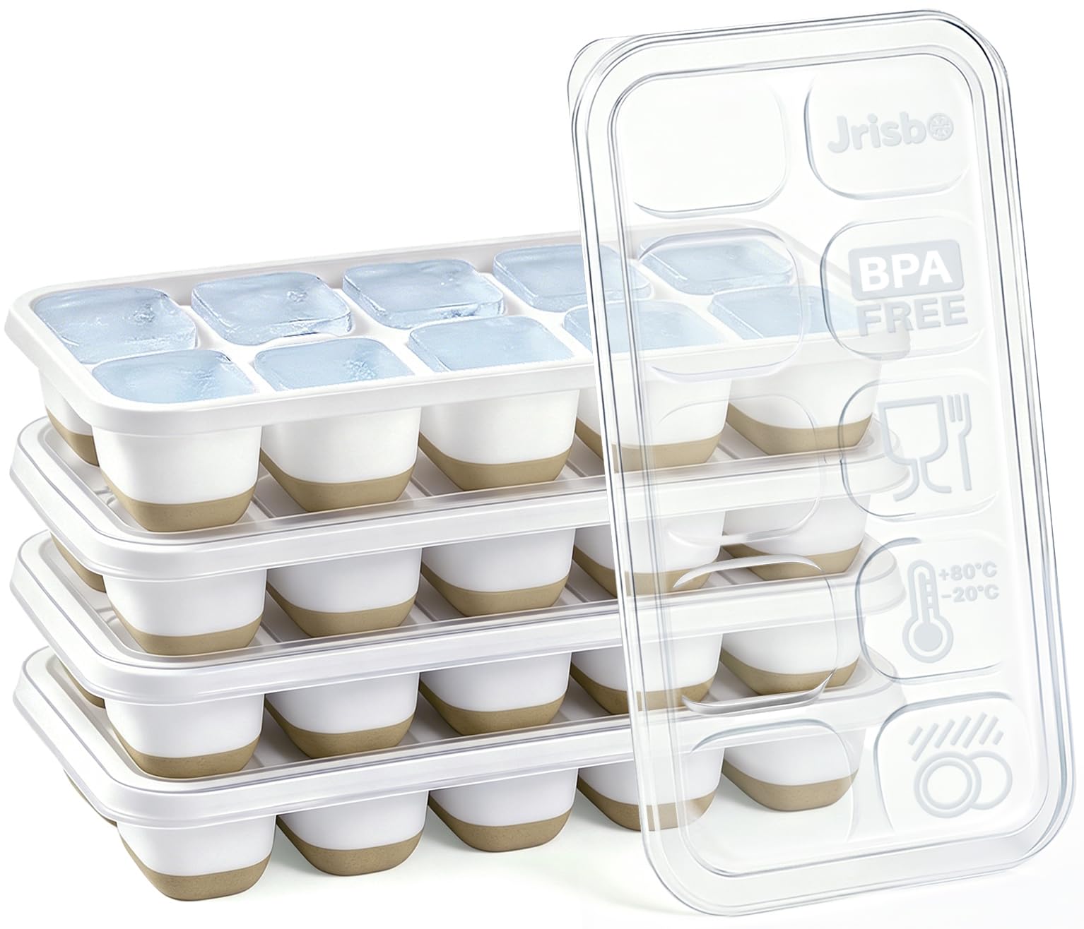 Silicone Ice Cube Tray with Lid BPA Free Small Ice Trays for Freezer 4 Pack