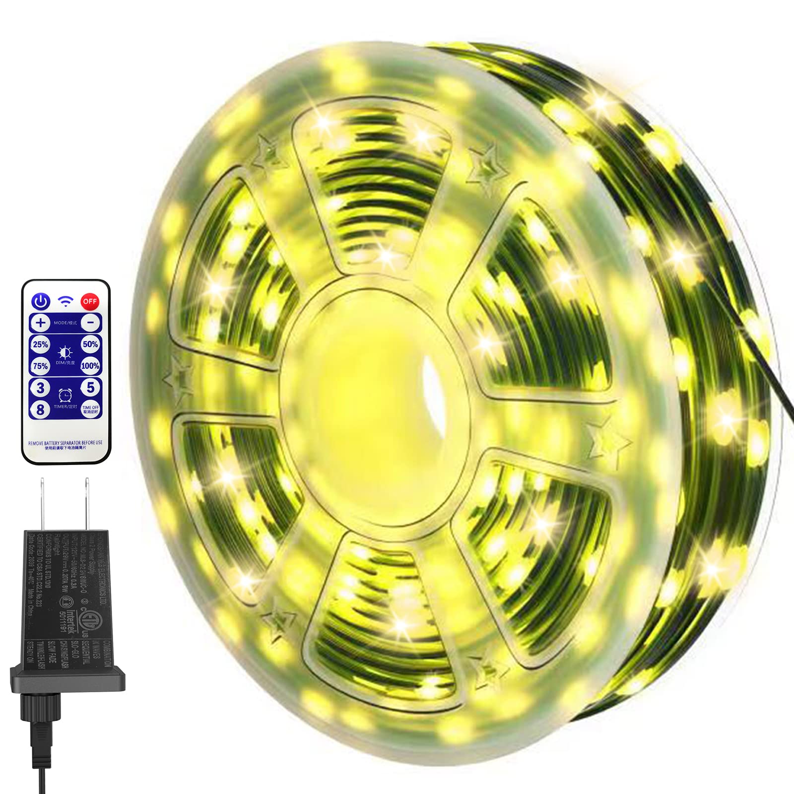 Anycosy Christmas Lights Decoration, 1000 LED Christmas String Lights Outdoor Decor, Twinkle Lights with 8 Modes for Christmas Tree, 328 FT Warm White with Remote