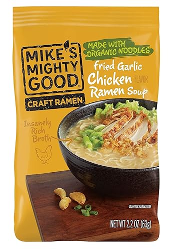 Mike's Mighty Good Paquete de almohadas de sopa Ramen, pollo con ajo frito, 2.2 onzas (paquete de 14)
