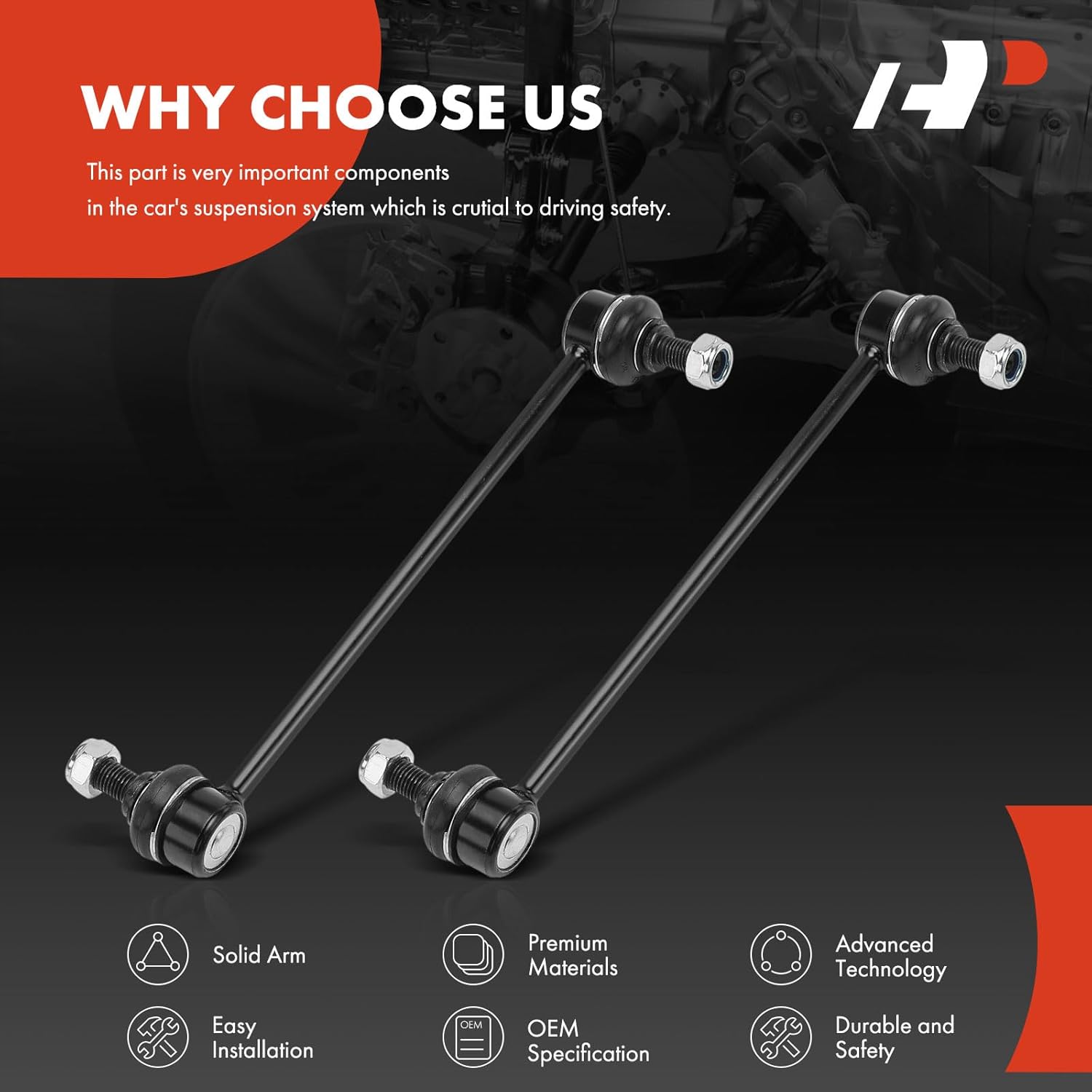 A-Premium 2 x Front Sway Bar Links Stabilizer Bar Links, Compatible with Hyundai Santa Fe 2001 2002 2003 2004 2005 2006