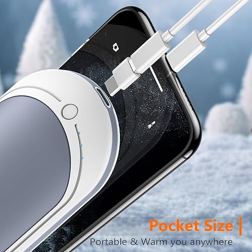 Miniatura 13 de BESKAR Calentador de manos recargable, calentador de manos eléctrico de 5200 mAh, calefacción de doble cara, carga rápida USB, calentador de manos