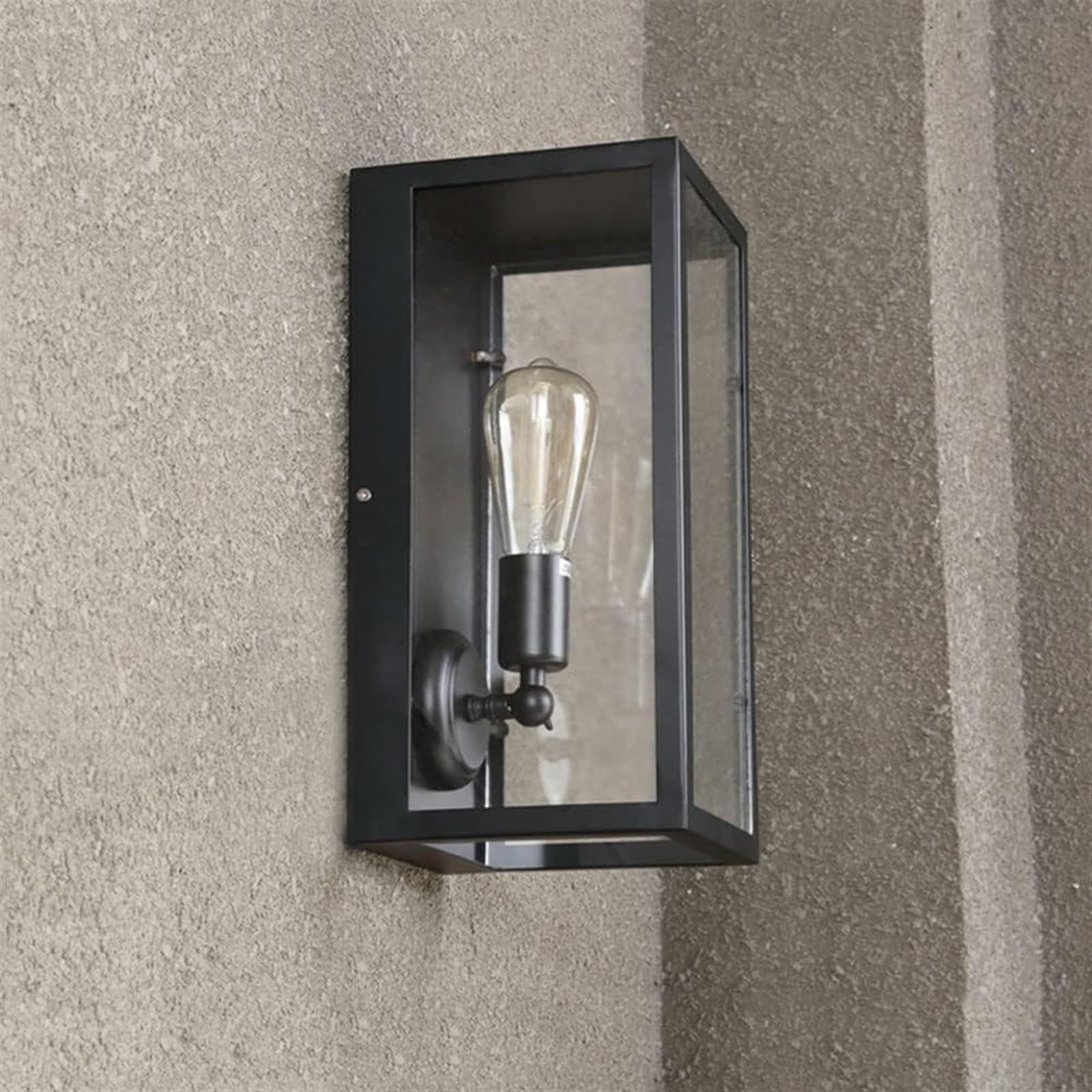 Applique Murale d'extérieur Noire avec Abat-Jour en Verre, Style Vintage, étanche IP54, idéale pour Un Jardin, Un Couloir, Une terrasse ou Un Sentier.