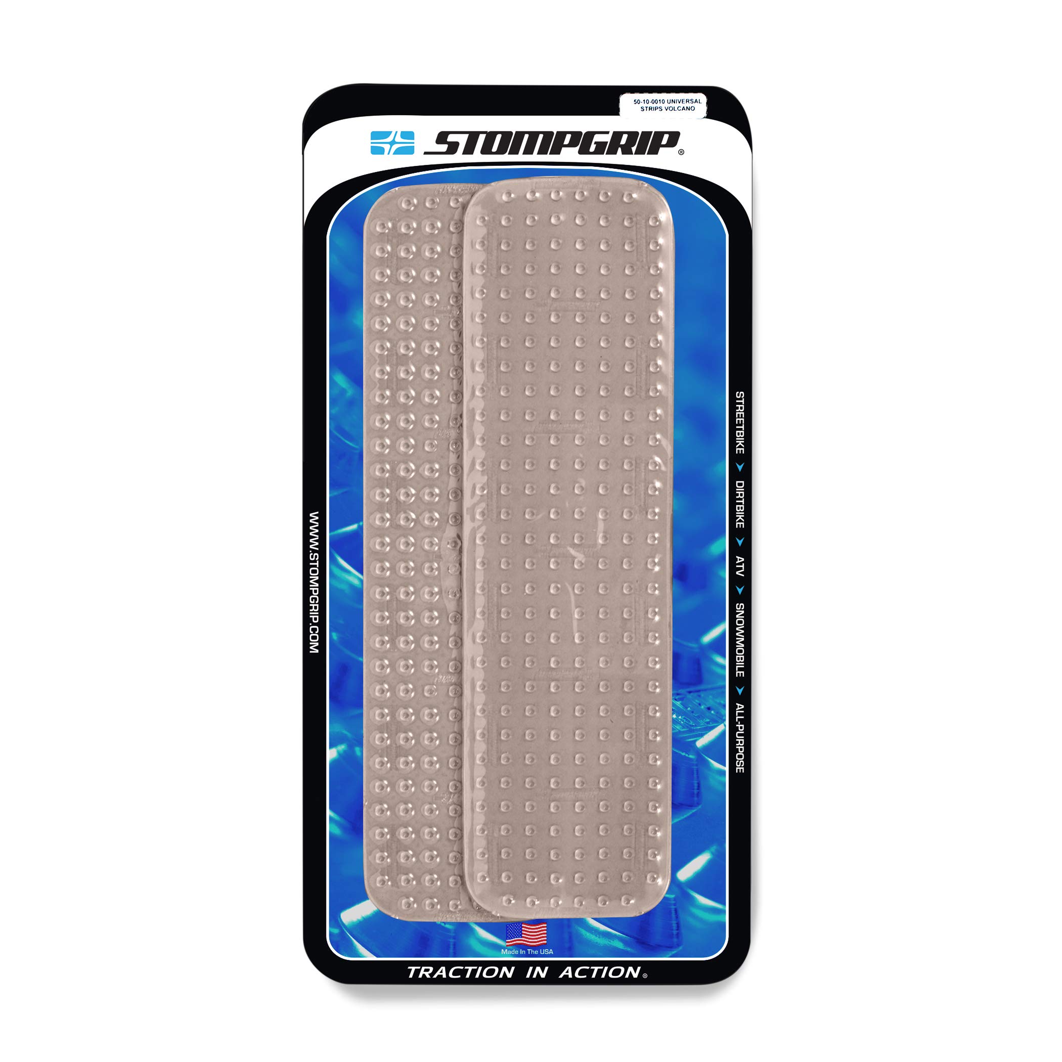 StompgripMotorcycle Traction Pads - Universal Strips - Volcano Grip Pattern (Clear)
