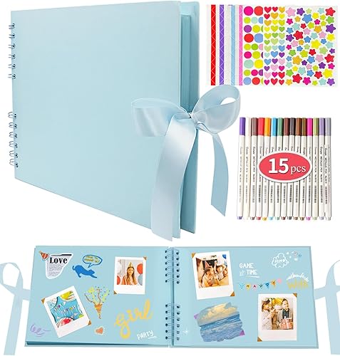 Miniatura 1 de EVNEED Álbum de fotos de 11.5 x 8.5 pulgadas, libro de invitados de boda, aniversario, álbum de recortes, álbum de fotos de boda con kit de