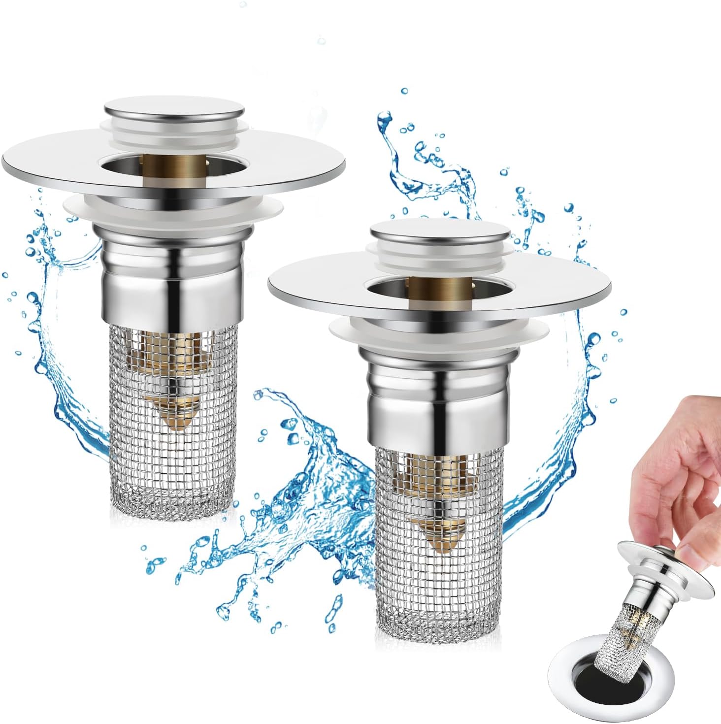 Amazon.com: Generic 2Pcs Bathroom Sink Filter, Small Sink Drain Hair ...
