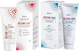 New Acne-UV Sunscreen SPF50 + ACNE-OC Moisturiser | 50g + 75g (Pack of 2) | Non-Comedogenic, UVA/UVB Protection, Sebum Con...
