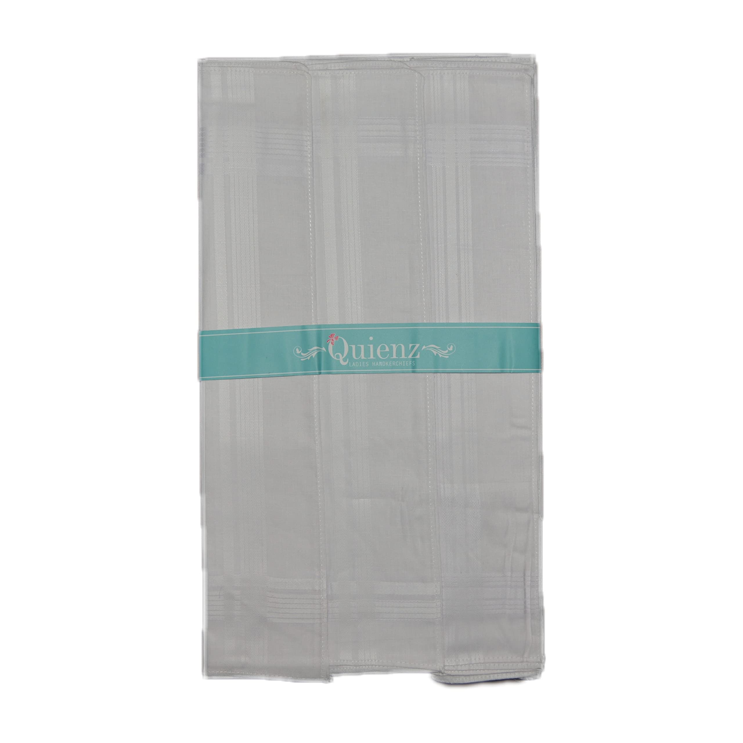 quienz Ladies White Handkerchief - 12 Pcs Size 25cms x 25cms 800 W/W-picture-11