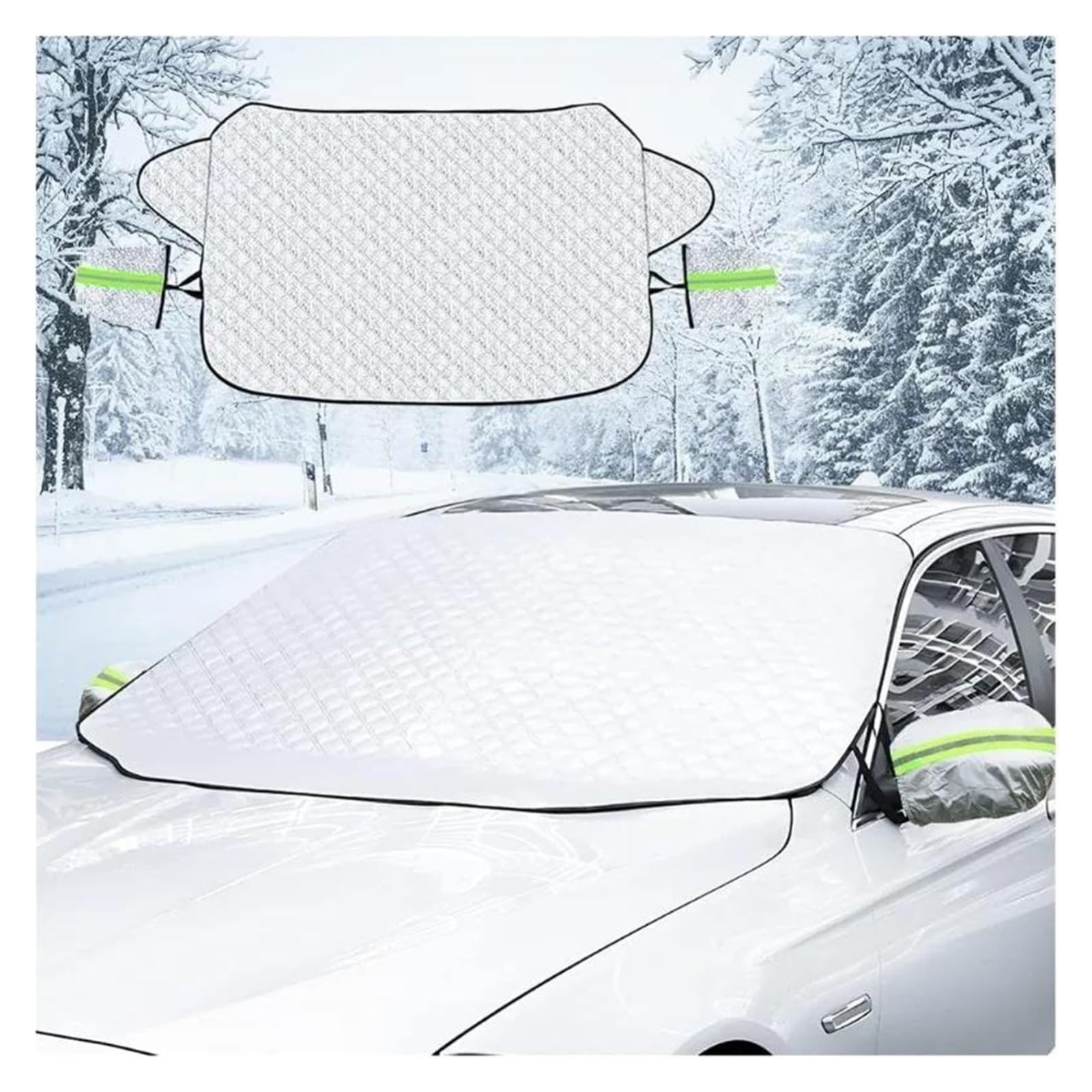 Copertura Antineve per Parabrezza Magnetico per Auto, Protezione Antivento A 4 Strati, Neve, Ghiaccio, Sole, Difesa, Universale (Argento) Copinverno Ertura per Parabrezza Auto