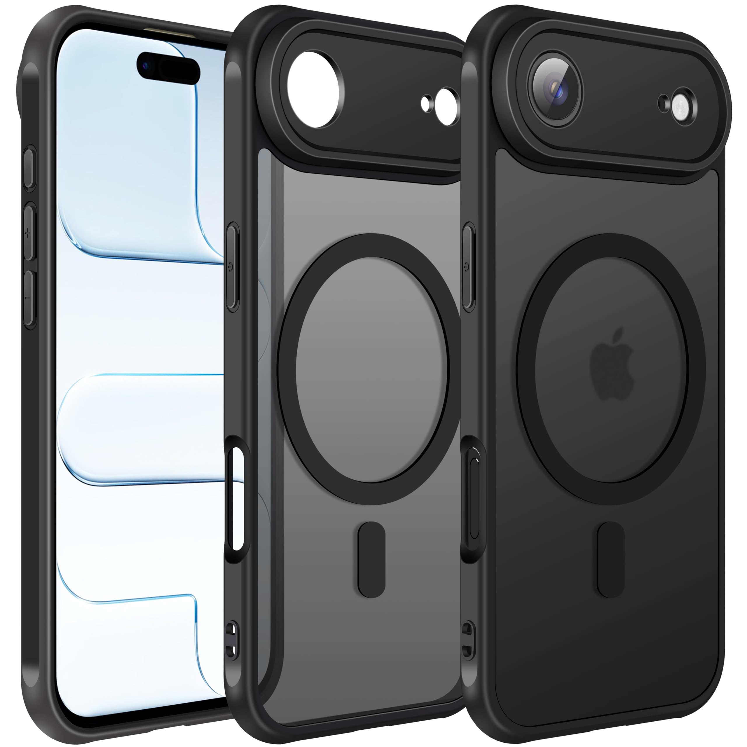 ivoler Matt Schwarz Magnetisch Hülle für iPhone 17 Air/iPhone Air, [Kompatibel mit MagSafe] [Militärnorm Sturzschutz] Stoßfest Kratzfest Rückseite Schutzhülle Dünn Flüssig Silikon Handyhülle Case