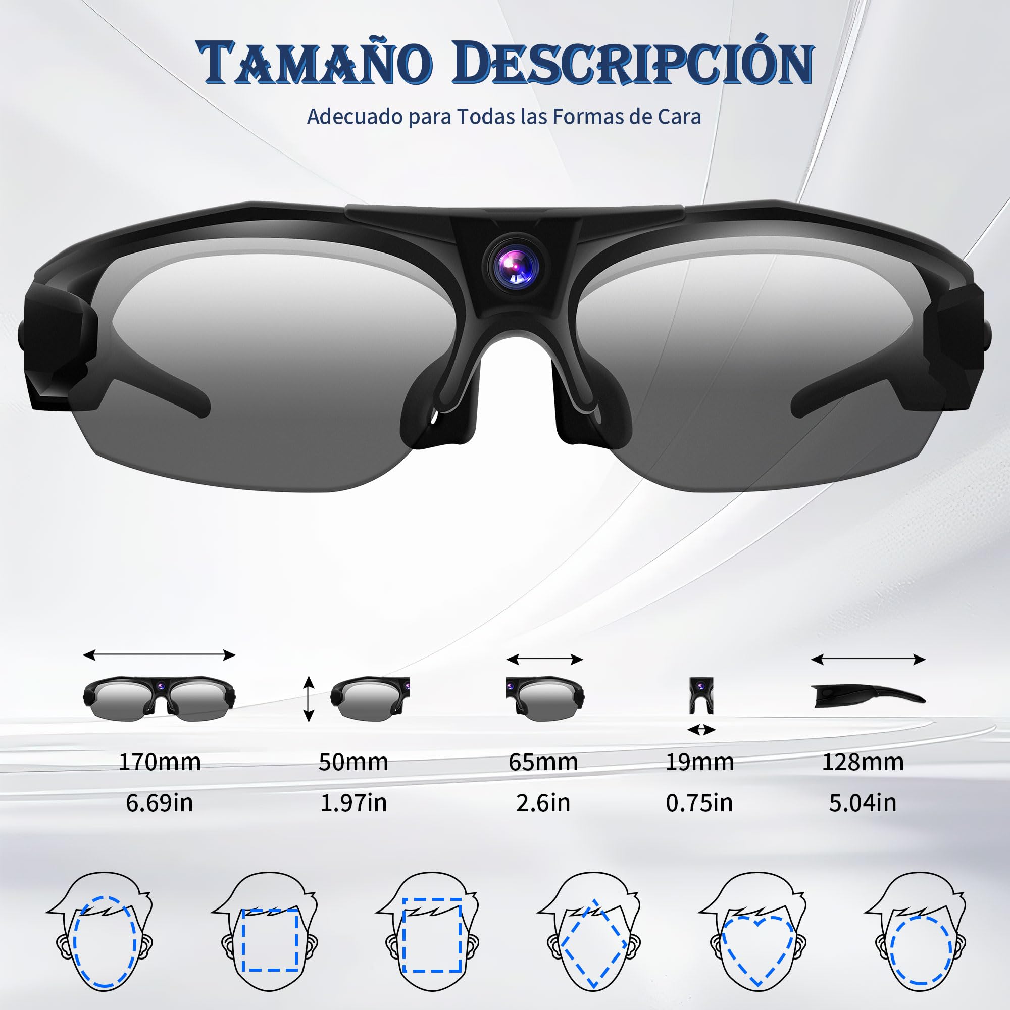 UYIKOO Cámara Espía Gafas de Sol, Mini Camara Oculta WiFi 1080P HD, Gafas con Camara de Deporte Grabación App Protección UV para Deportes al Aire Libre