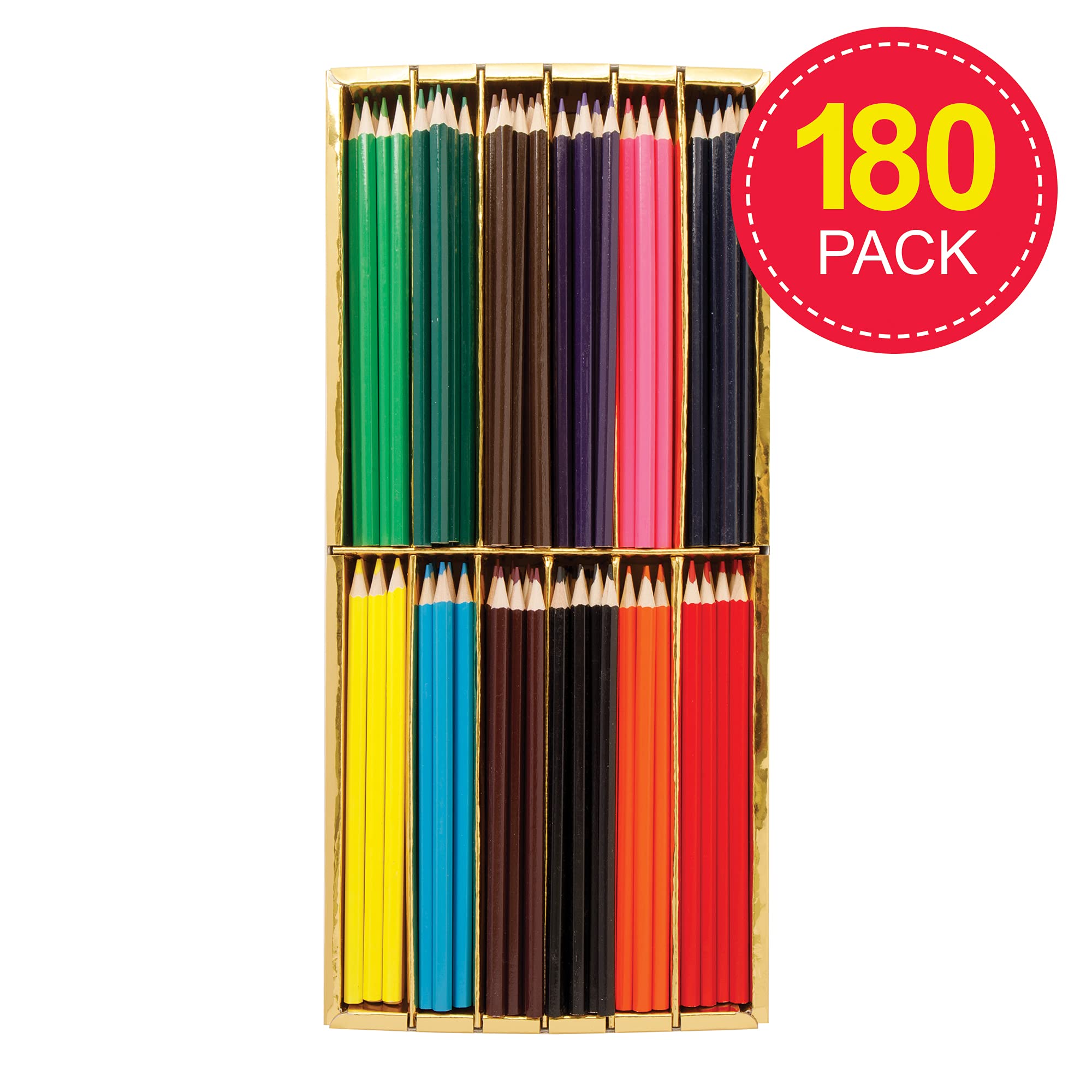 Baker Ross FE416 Set di Matite Colorate - Confezione da 180, Set da colorare per bambini, Matite colorate per bambini, Forniture artistiche e artigianali