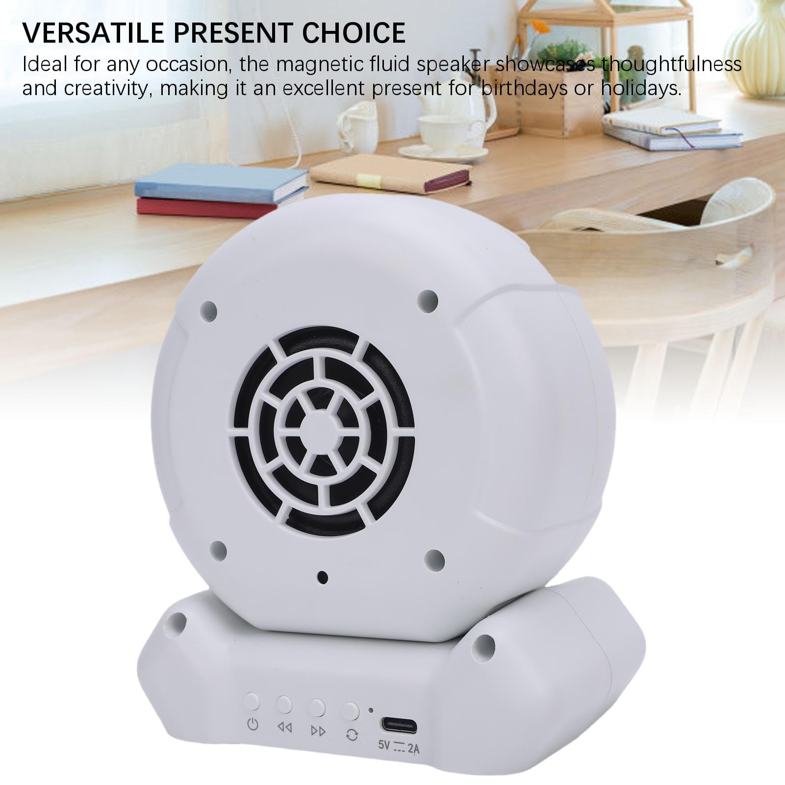 Luocute Output Magnetic Fluid Lautsprecher, Clear Sound Ferrofluid Music Visualizer, Ideal für Home Office, Stilvolles Design mit Integrierten Lautsprechern für eine (White)