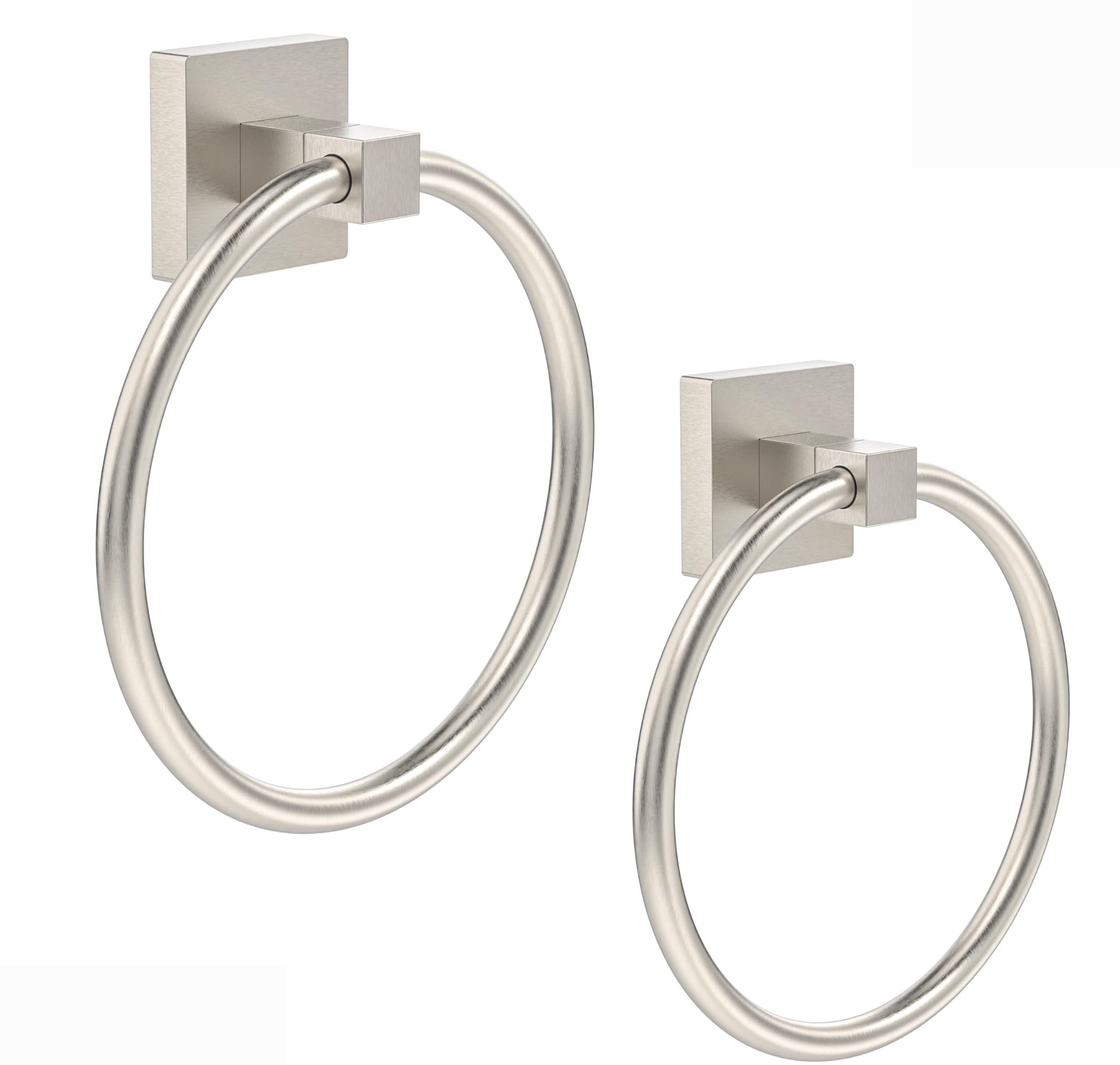 RUACQ Towel Ring, Hand Towel Holder for Bathroom, Brushed Nickel, 2 Pack