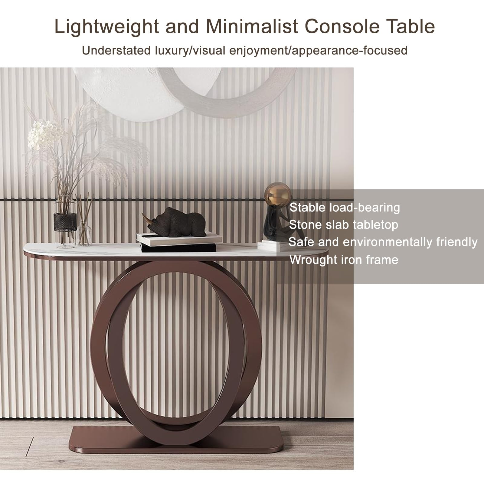 Tavolo Consolle Ingresso Stretta con Divano, Tavolo Moderno in Finto Marmo con Base Geometrica, Adatto A Ingressi, Soggiorni E Ingressi(Gold,80cm/31.4in)