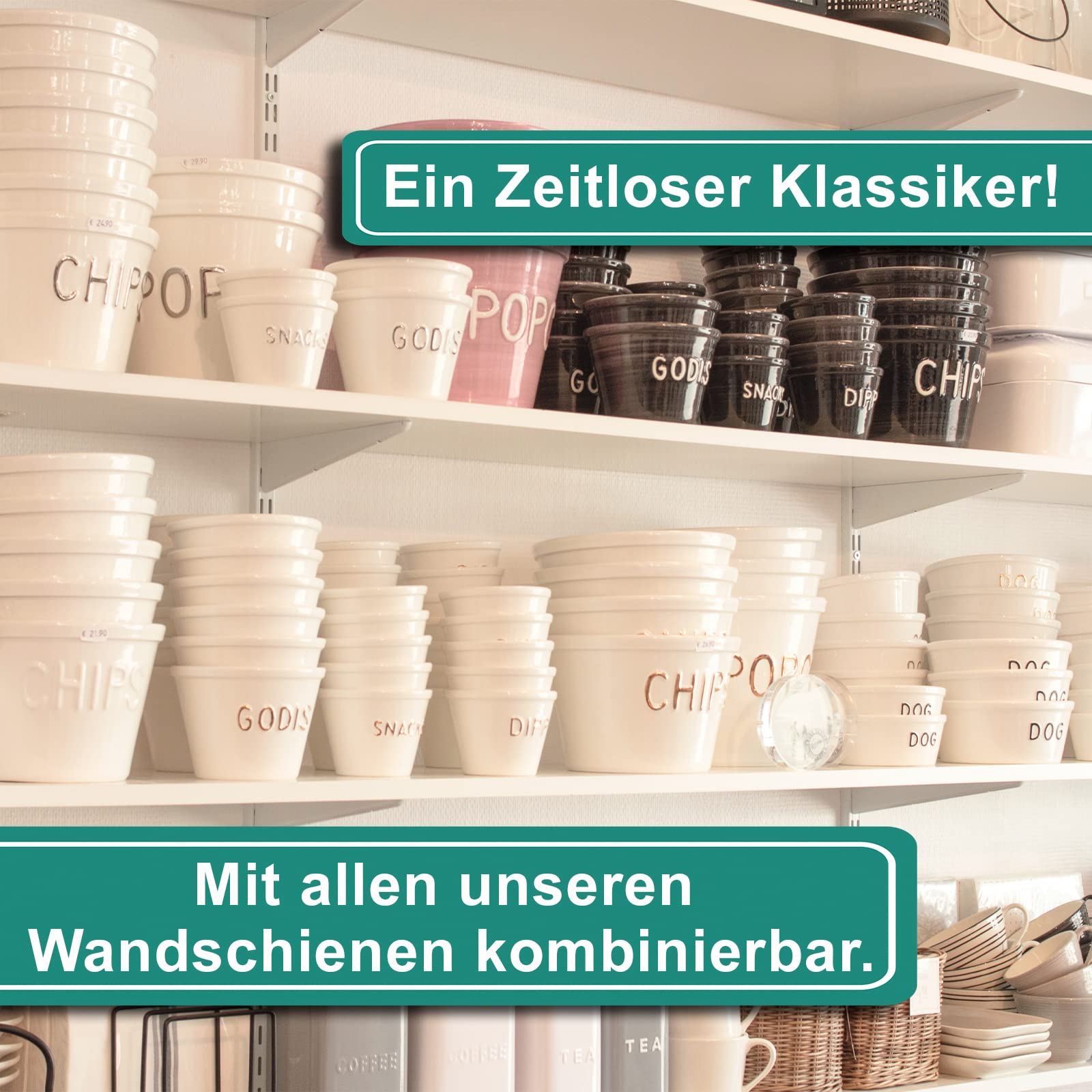 En.casa] Mensola Da Parete Con 4 Scomparti A Forma Di U Consolle Pensile 95 X 17 X 16,5 Cm Portaoggetti Libreria - Bianco - Foto 7