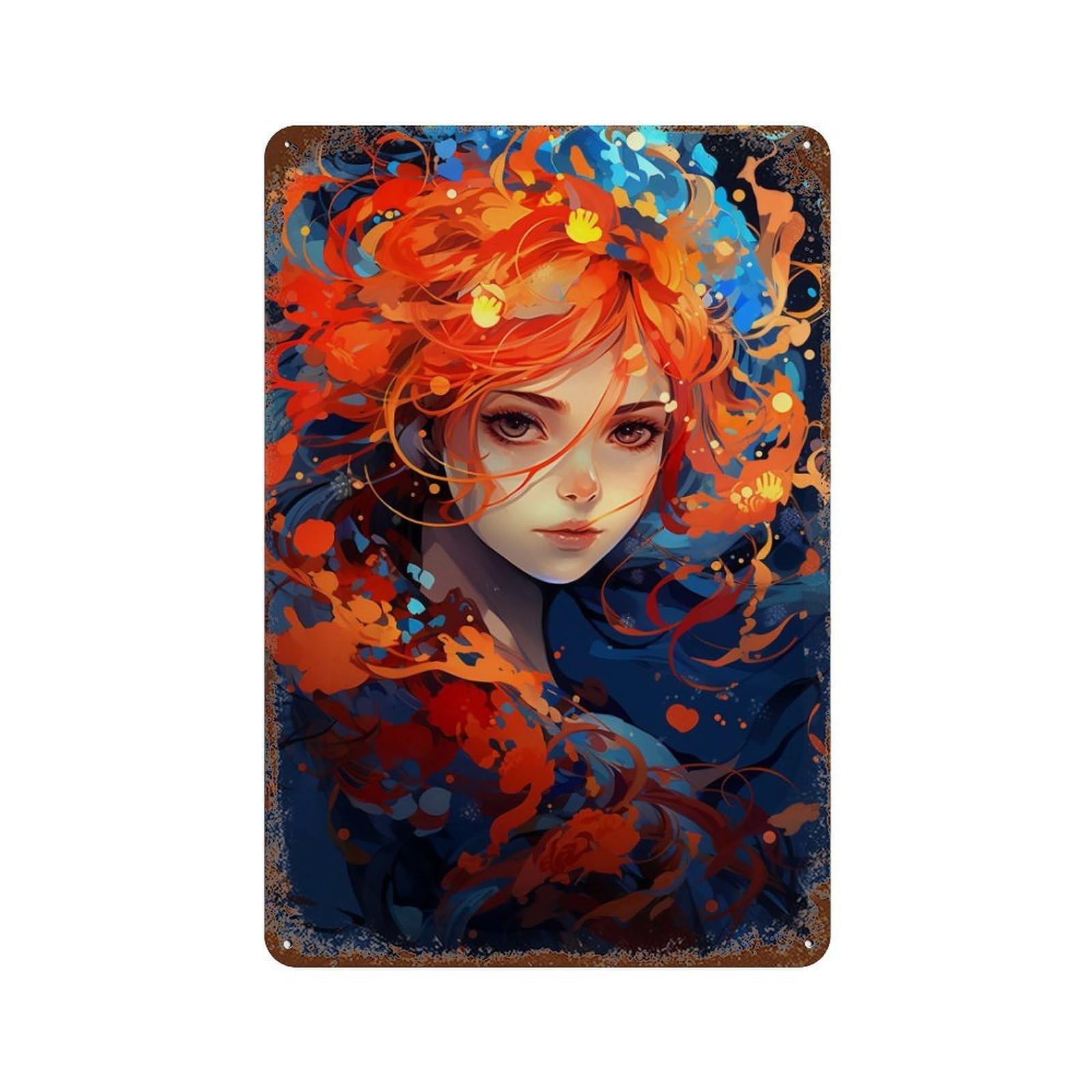 Flame of Passion Artwork Rustic Tin Plaque 11.8"x7.9", for Pub, Kitchen And Man Cave Decor, Vintage Wall Decor