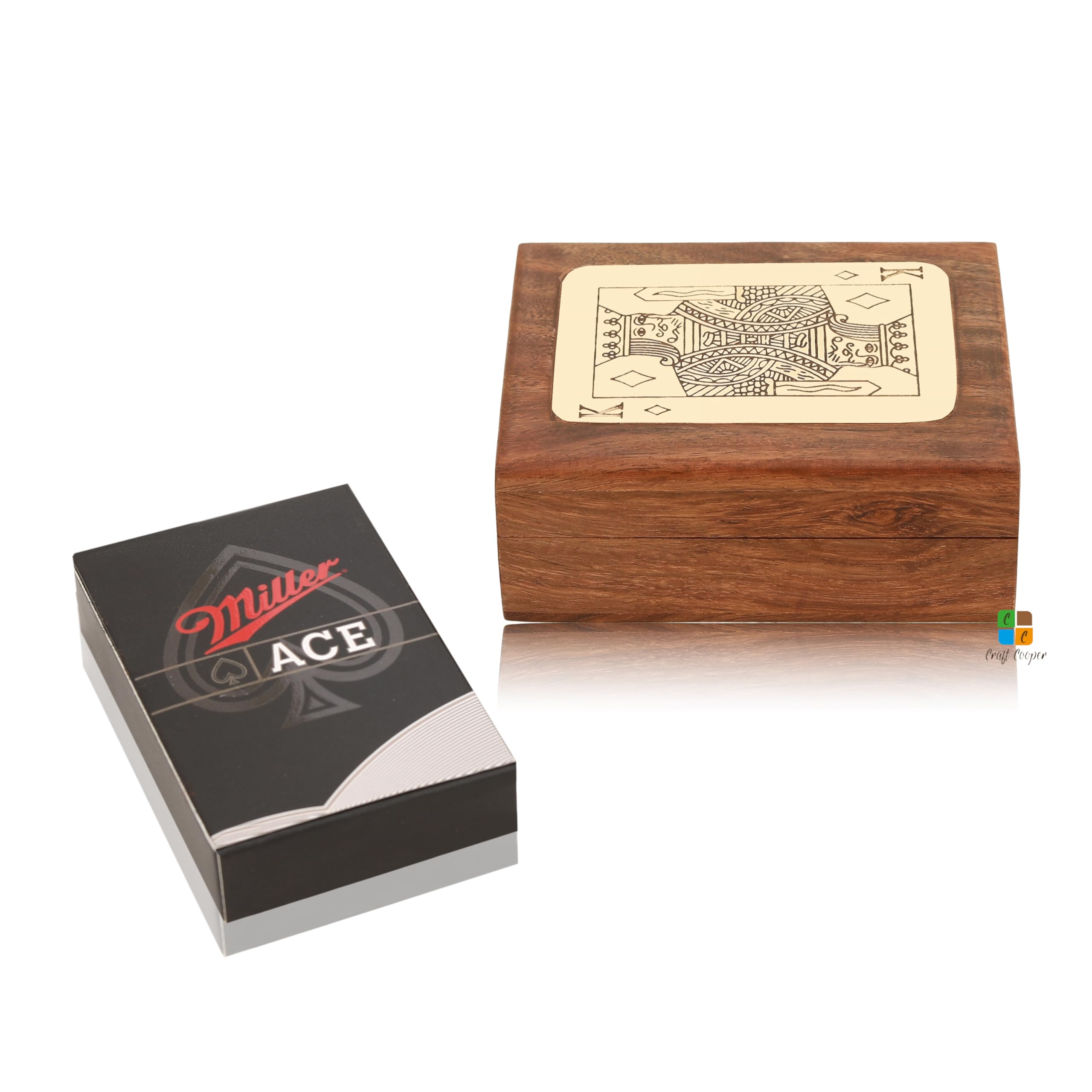 Craft Cooper || Unique Birthday Gift Ideas Handcrafted Classic Wooden Playing Card Holder Deck Box Storage Case Organizer (BROWN, 8x11x3.5) 4