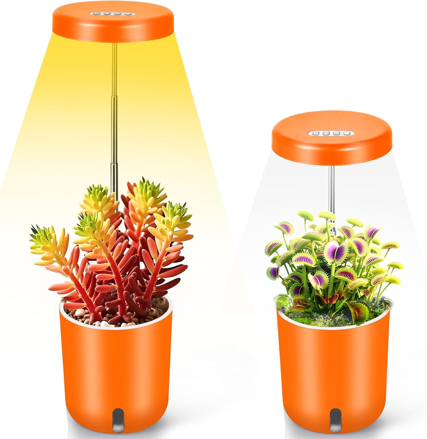Full Spectrum Mini Grow Light with Self-Watering Planter - Adjustable Height Desk Pot for African Violet, Venus Fly Trap, Succulents, Small Indoor Plants, Office Home Decor