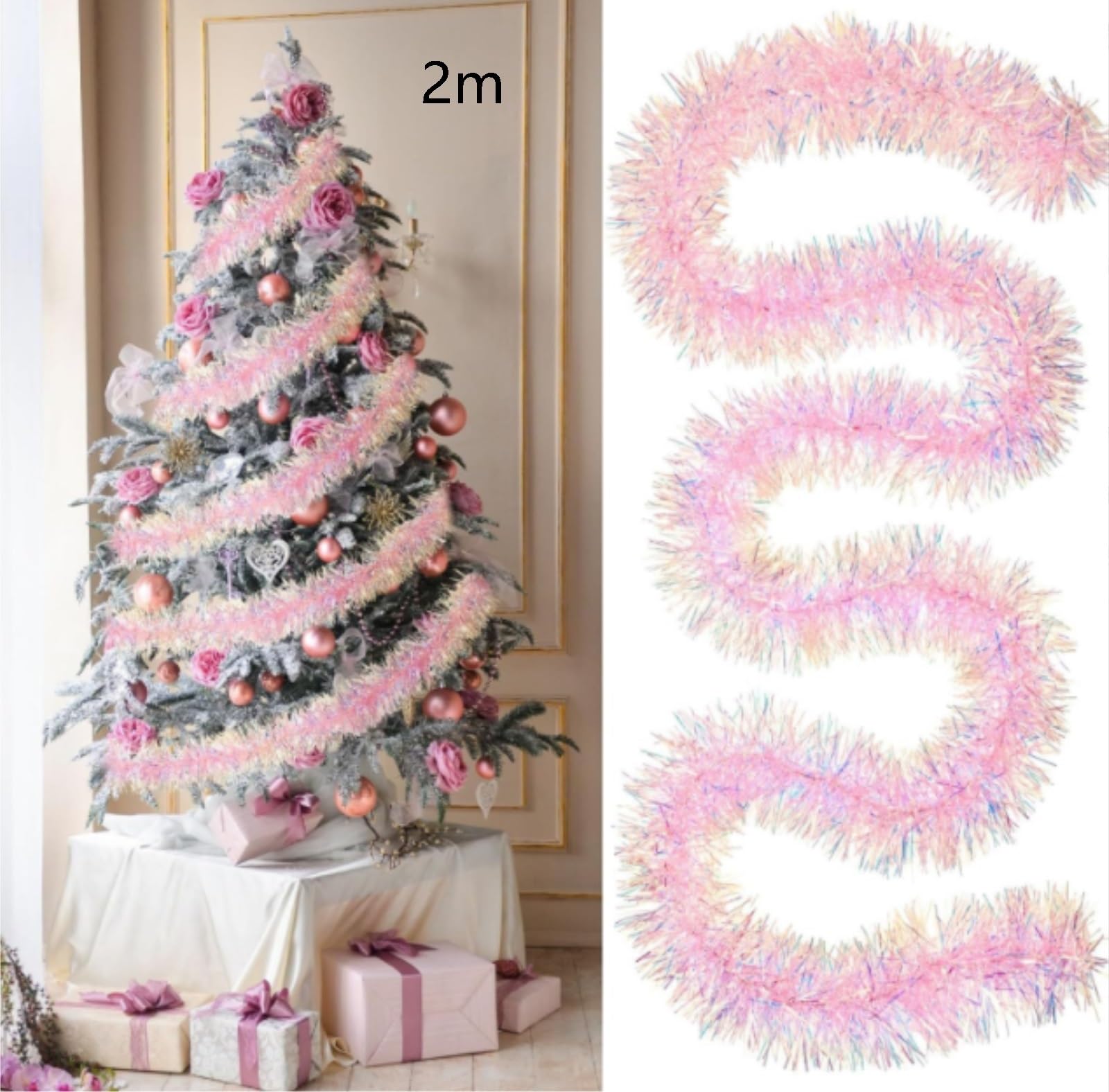 Lametta Weihnachtsbaum 6,5 Fuß Lange Lametta-Girlande for Weihnachtsbaum, Party, Kamin, Hochzeit Girlande Weihnachten(9pcs)