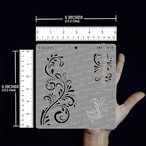 Miniatura 3 de CrafTreat Plantillas florales reutilizables para pintar en madera, lienzo, papel, tela, piso, pared y azulejos, flores de lujo, 6 x 6 pulgadas,