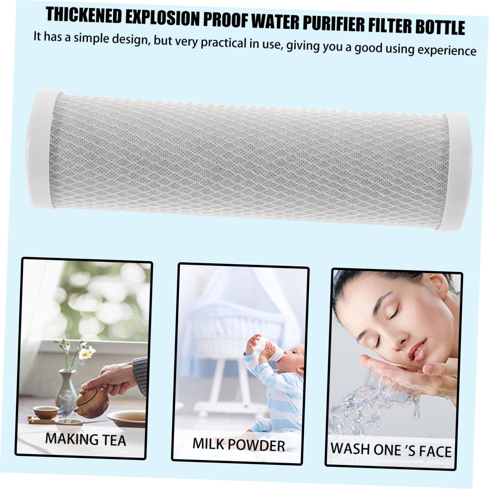 DOITOOL Cartuccia di Ricambio per Depuratore Acqua Domestico 2 Pezzi Carbone Attivo e Cotone Pp per Garantire Acqua Potabile Pulita e Prolungare la Vita del Sistema